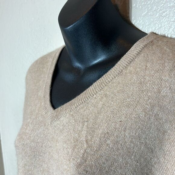 Club room estate cashmere men’s large tan beige pullover sweater v neck - Picture 2 of 4